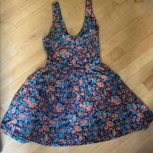 Forever 21 Floral Backless Dress - Blue and Red